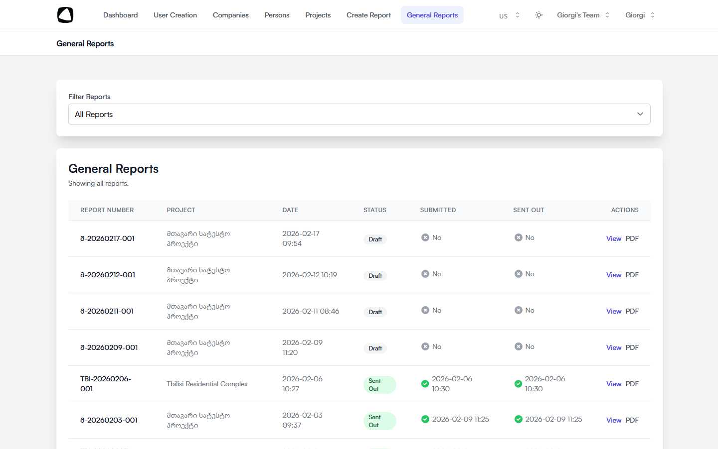ერთი ანგარიში დღეში პროექტზე